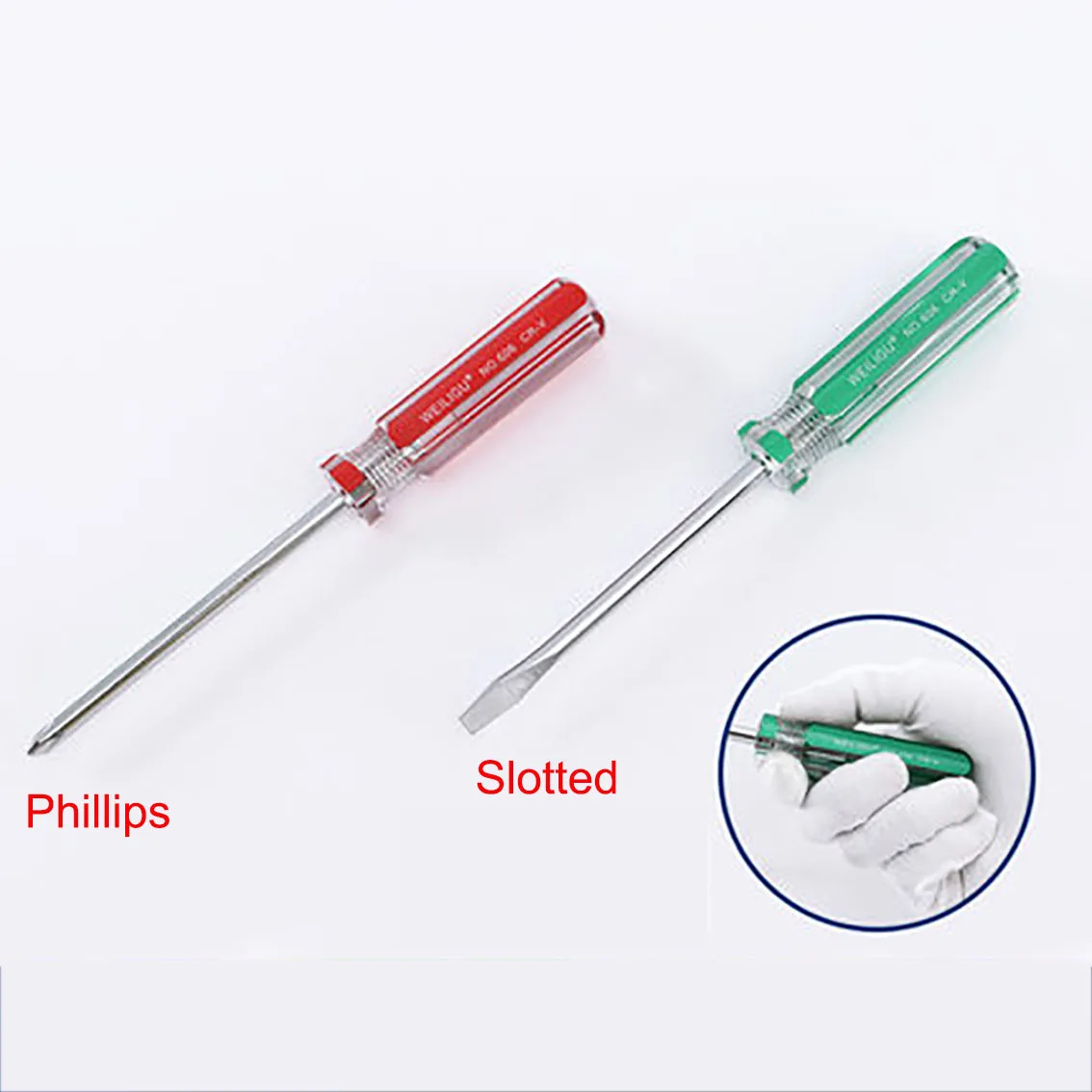 1Pcs Screwdriver with Crystal Clear Handle 3mm 5mm 6mm Magnetic Phillips/Slotted Portable Screwdriver Professional Repair Tool