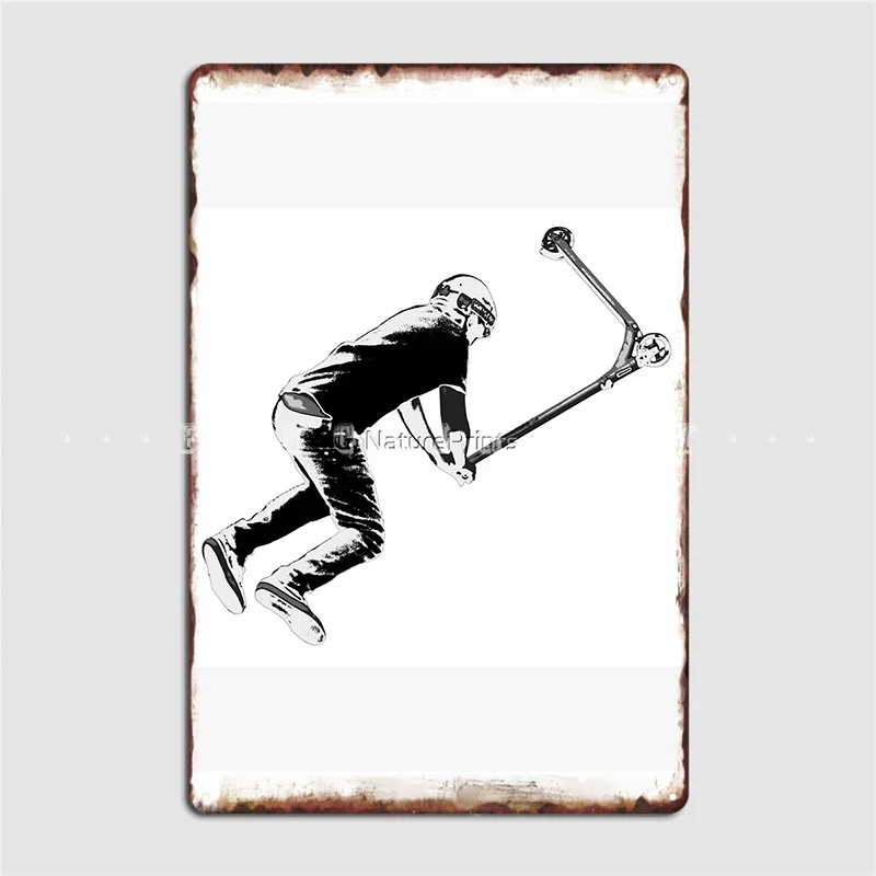 Holding On Stunt Scooter Move Metal Sign Club Party Cinema Customize Plaques Tin Sign Poster