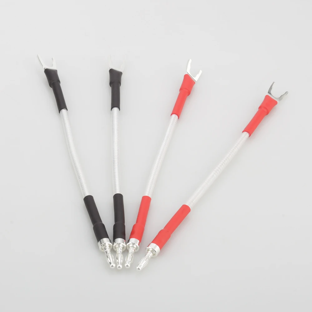 Audiocrast OCC Mạ Bạc Giấy Bạc Xoắn Nhảy Cáp Cầu Cáp Loa Chuối Để Spade