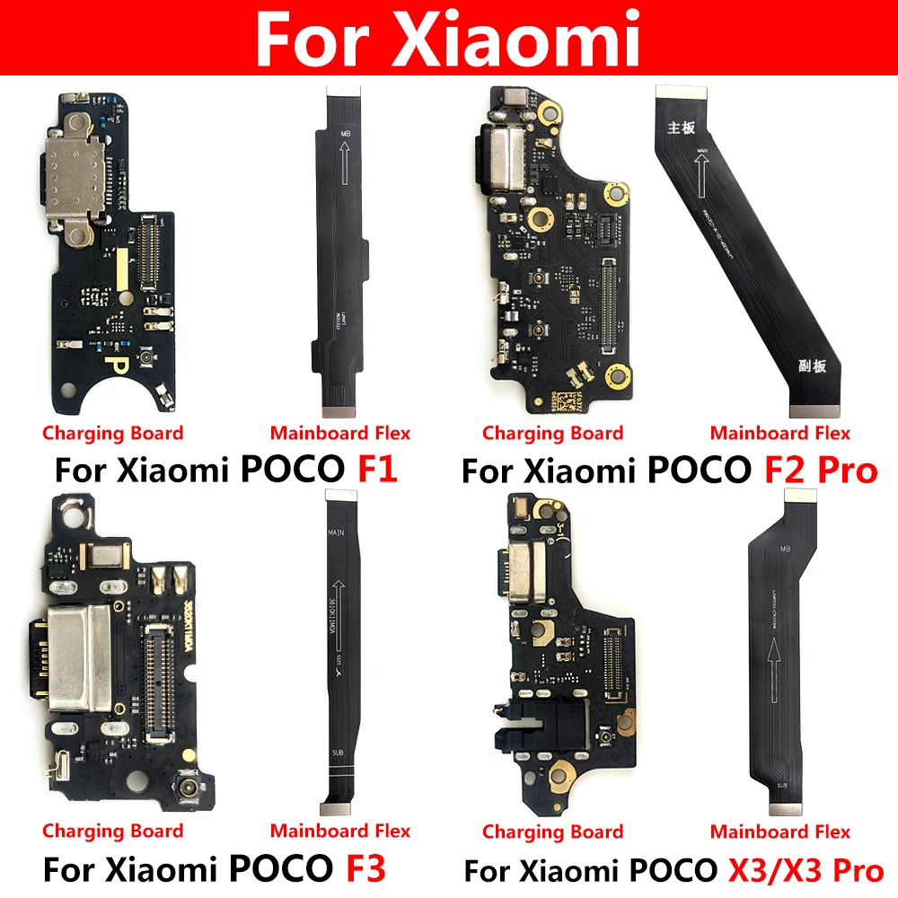 Port ładowania USB, złącze ładowania, taśma flex, płyta główna do Xiaomi Poco F2 M4 X4 X5 Pro 4G 5G X2 F1 F3 X3, szybkie ładowanie