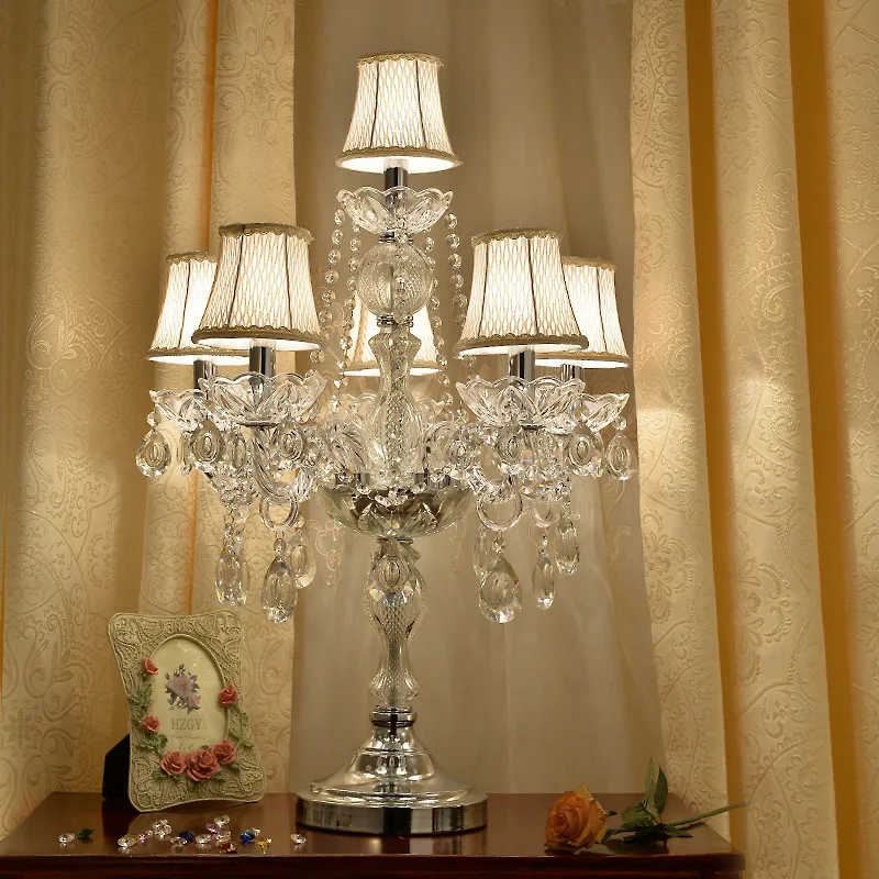 European Crystal Table Lamp Luxury Bedroom Bedside Creative Warm Marriage Room American Living Room Modern Decorative Lights