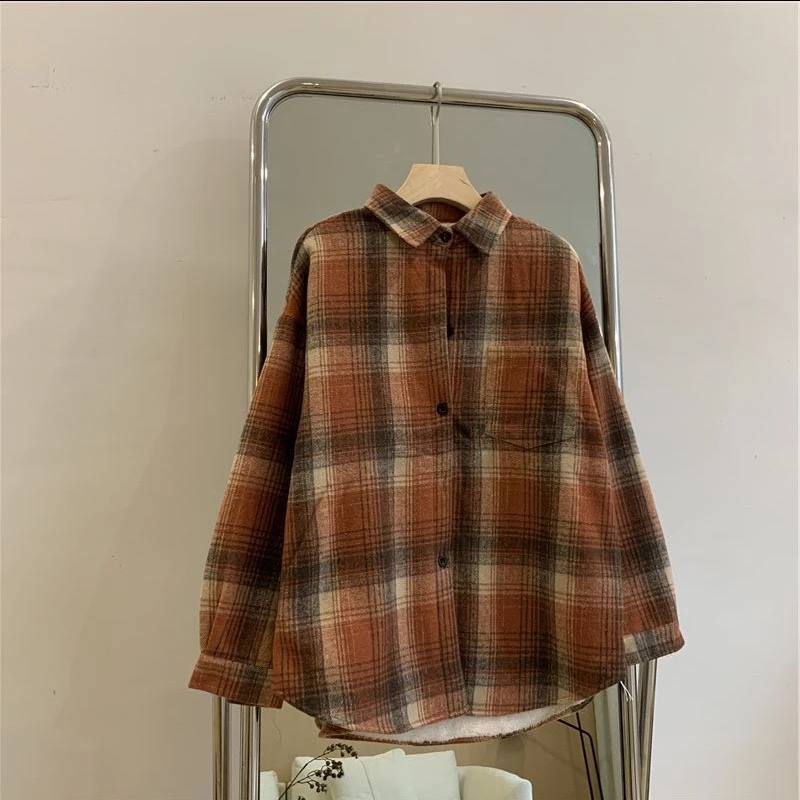 LMQ NEW Winter Women Plus Size Warm Flannel Cotton Blouses Long Sleeve Thick Velvet Plaid Shirt Coats Fashion Outwear Tops