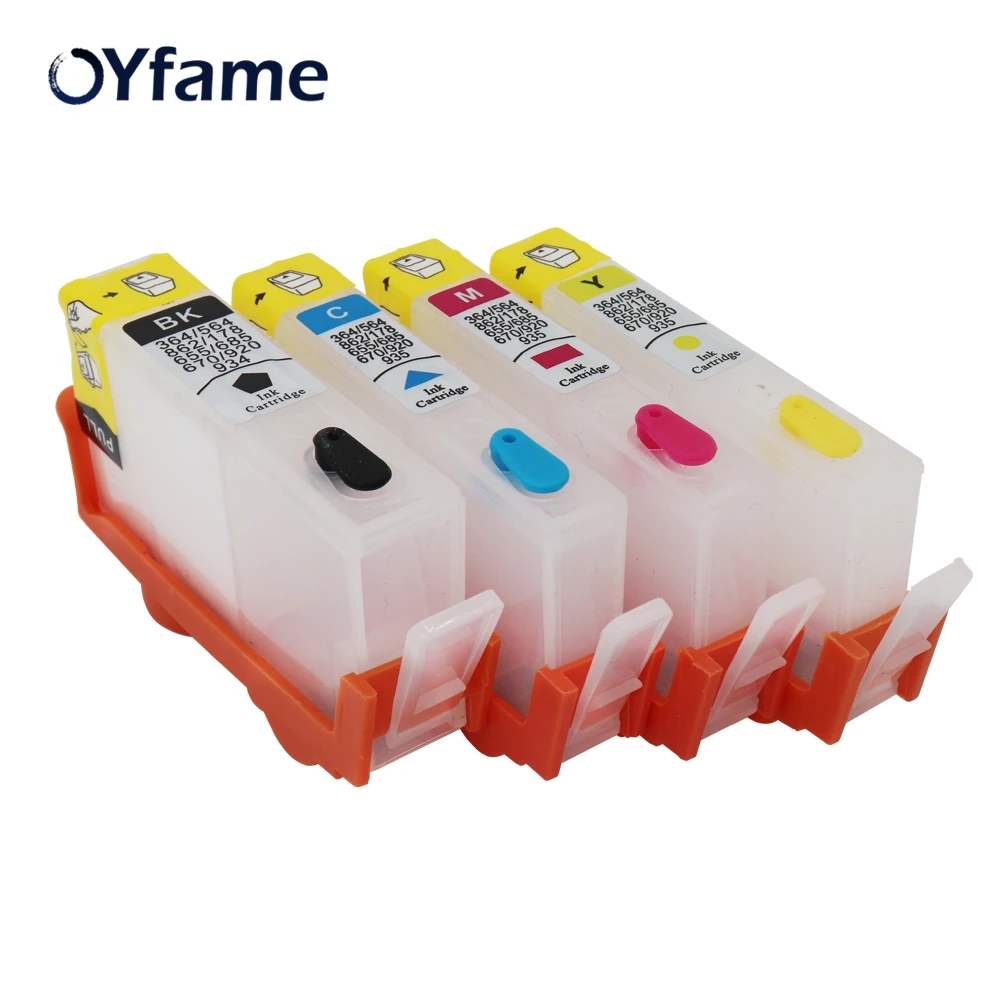 OYfame 4PCS for HP364 Ink Cartridge with ARC Chip for HP 364 Refillable Cartridge For HP B109a B110a B110c B209a 7510 Printer