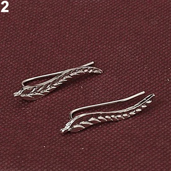 Trendy Leaf Earrings Ear Climber Round Heart Arrow Stud Earrings for Women Everyday Jewelry Boho Cat Paw Knot Ear Cuff Piercing