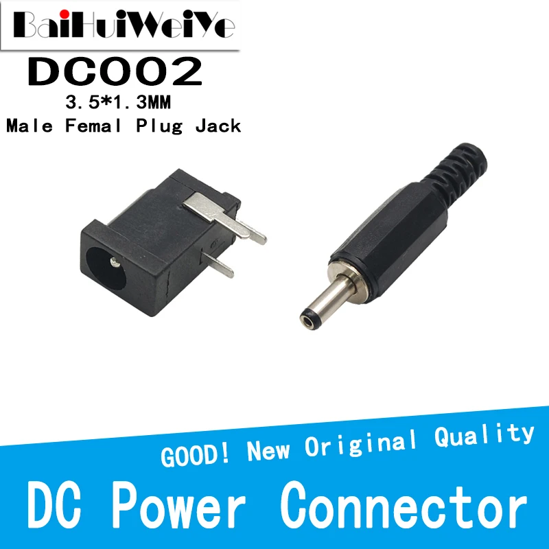 20 sztuk/partia 10 par DC002 3.5*1.3MM męskie złącze wtykowe wtykowe męskie linia spawalnicza DC-002 Mini gniazdo DC żeńskie 3,5x1,3 MM