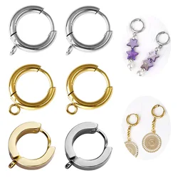 10 pièces de crochets de boucle d'oreille en acier inoxydable avec boucle, support d'oreille rond en or avec anneau de saut ouvert pour composants de fabrication de bijoux de bricolage