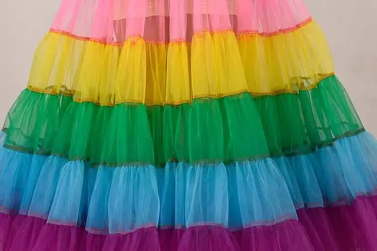 Maßgeschneiderte MYYBLE 2024 Neue Braut Ohne Knochen Hochzeit Kleid Rock Farbe Große Pendel Tanz Halblange Mesh Tutu Röcke Petticoat