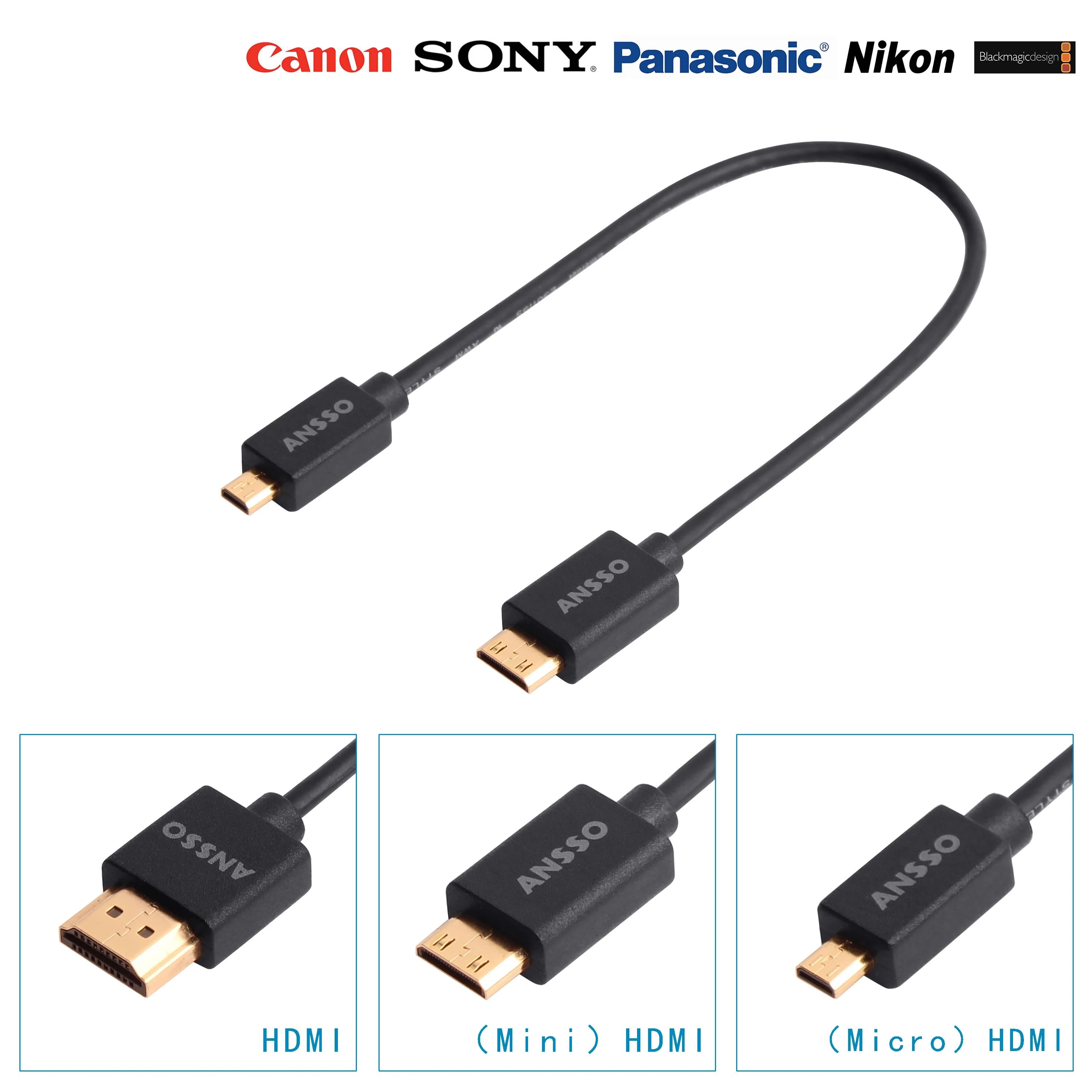 Mini Micro HDMI-compatible Ultra Slim single stabilizer Zhiyun DJI image transmission Mini Micro ultra-short thin cord 4K60P