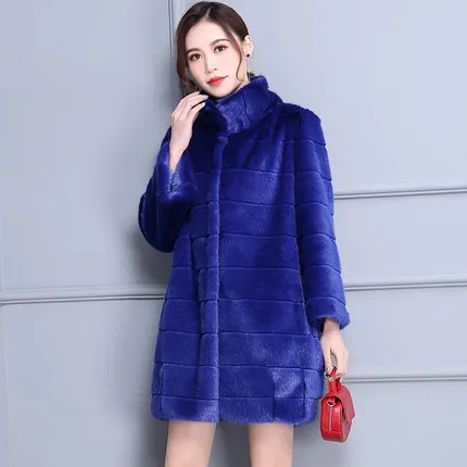 Top brand Faux Women Slim Mink Fur Coat N91  high quality