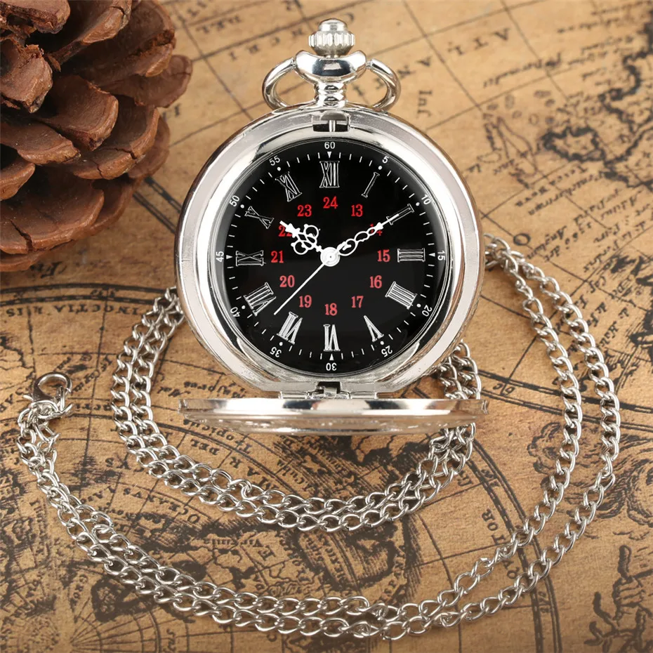 Antique Fashion Roman Numeral Display Quartz Pocket Watch FOB Chain Clock Necklace Pendant Christmas Gifts for Men Women Friends