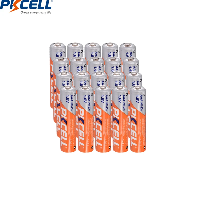 20Pcs PKCELL 1.6V AAA battery 900mWh Ni-Zn AAA Rechargeable Battery Batteries For Microphone, Wireless Keyboard, Mouse etc