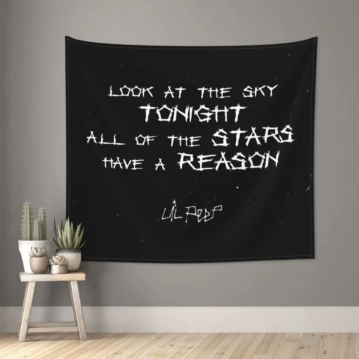 Lil Peep Star Shopping Lyrics Starry Background Tapestry Wall Hanging Hippie Tapestry INS Throw Rug Blanket Wall Decor 95x73cm