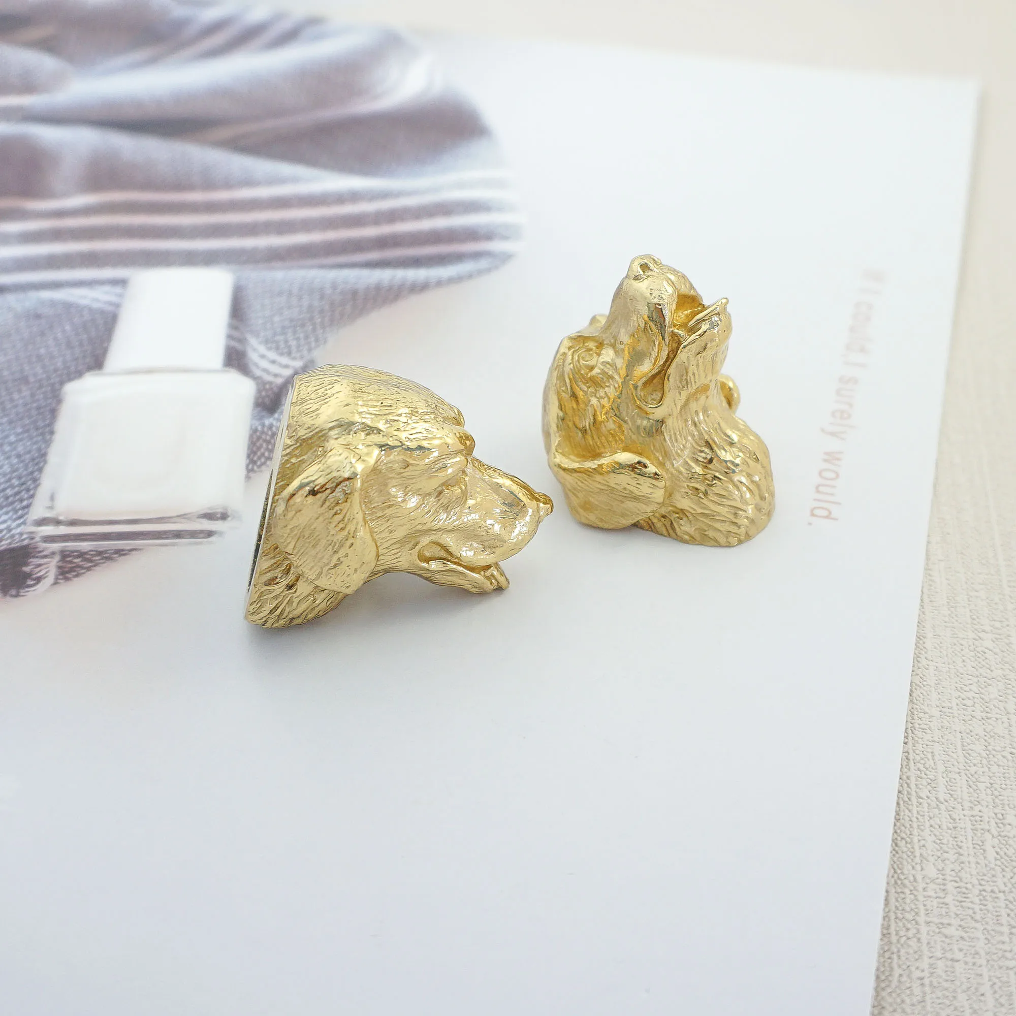 Animals Head Brass Handles for Cabinets and Drawers Copper Wardrobe Pulls Creative Cupboard Door Knobs Modern Furniture Hardware