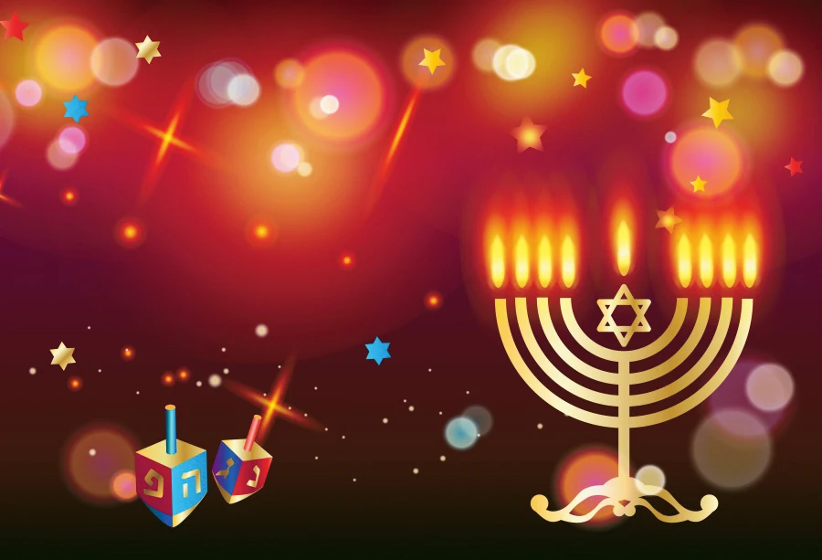 Laeacco Hanukkah Background Candle Menorah Colorful Glitter Light Bokeh Dot Polka Photographic Photo Backdrop For Photo Studio