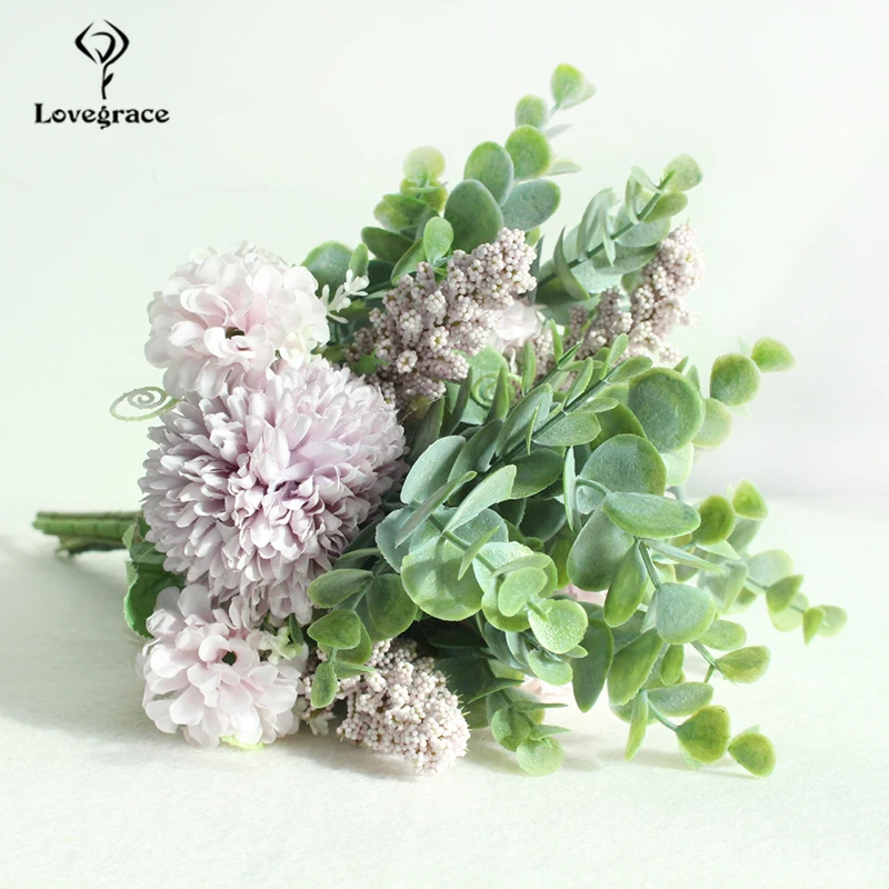 Lovegrace-buquê de flores artificiais, buquê de noivas e damas de honra, flores de seda para casamento