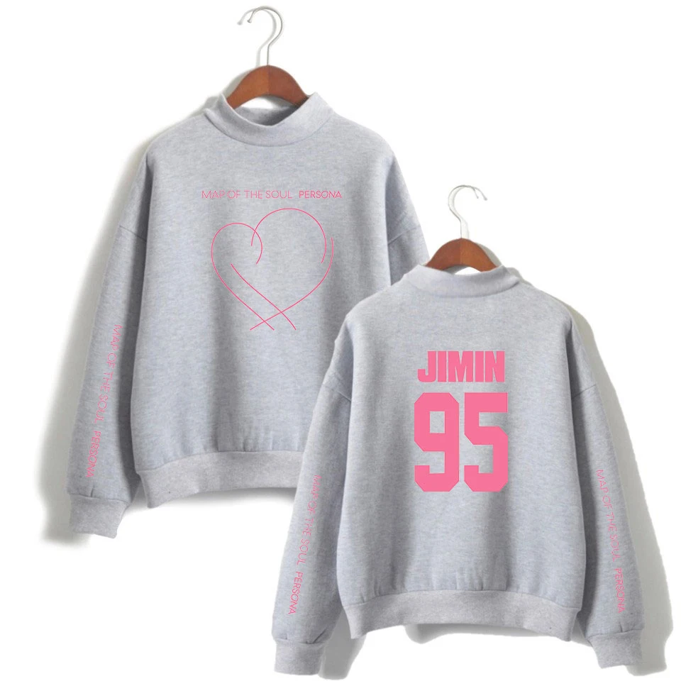 JIMIN J-HOPE JUNG KOOK SUGA Turtleneck Hoodies Print New album Map Of The Soul Persona Women\'s Fashion Turtlenecks Sweatshirts
