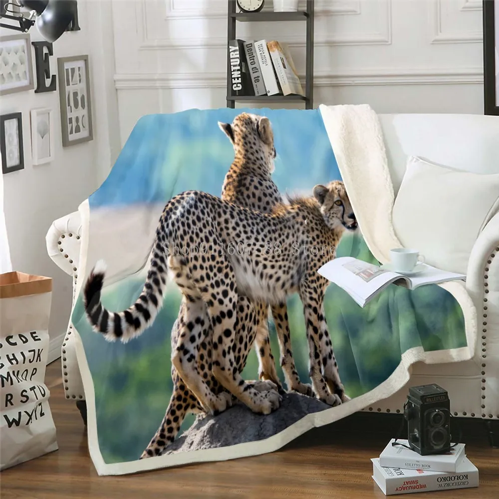 

Leopard Lion Giraffe Bear Dolphin Blanket Bedspread Velvet Sherpa Home Camping Aircraft Blanket Plush Soft Comfortable Blanket