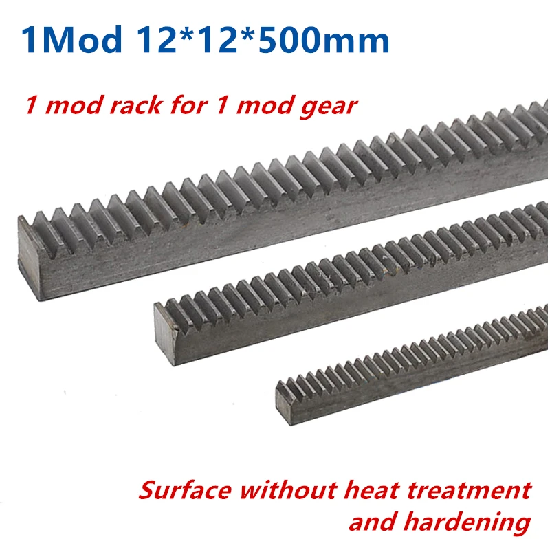 2pcs/lot 1Mod 12*12*500mm 1 Modulus High Precision Gear Rack steel  + 2pcs 1M 17teeth pinion cnc gear rack