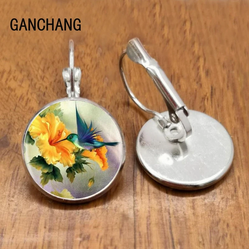 Earrings hummingbird cabochon earrings jewelry, the last gift earrings
