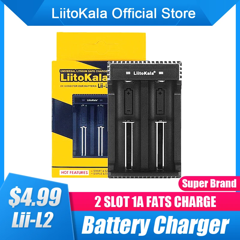 LiitoKala Lii-L2 18650 battery charger for 3.7V 26650 21700 20700 20650 18500 18490 18350 CR123A Rechargeable Battery Charger