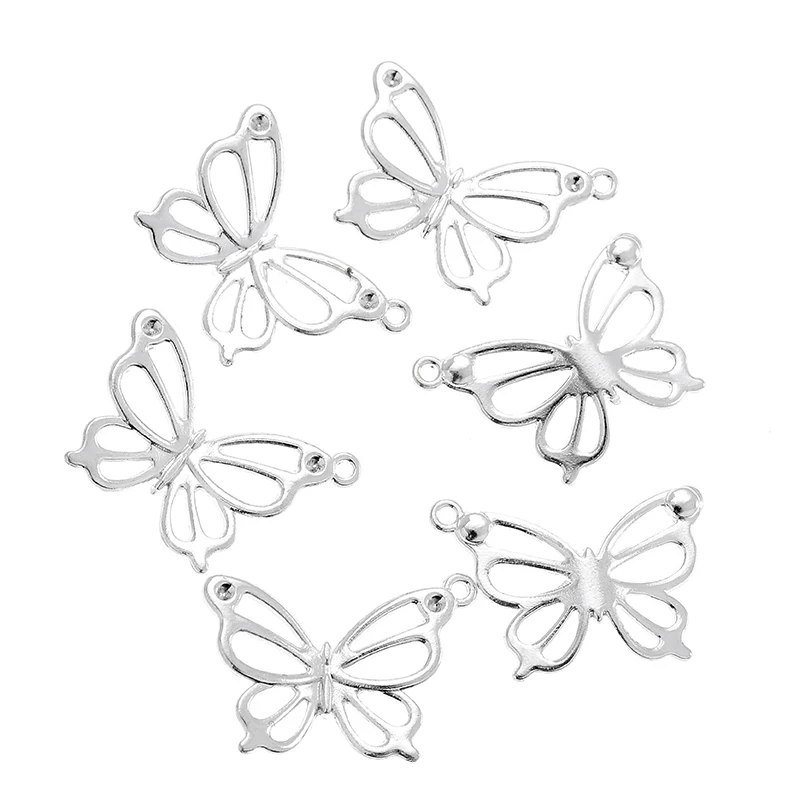 YuenZ-Hollow Out Metal Alloy Butterfly Charms Pendant, Marcação Jóias, Novo Produto, 6 Cores, 27x19mm, D2108, 15Pcs