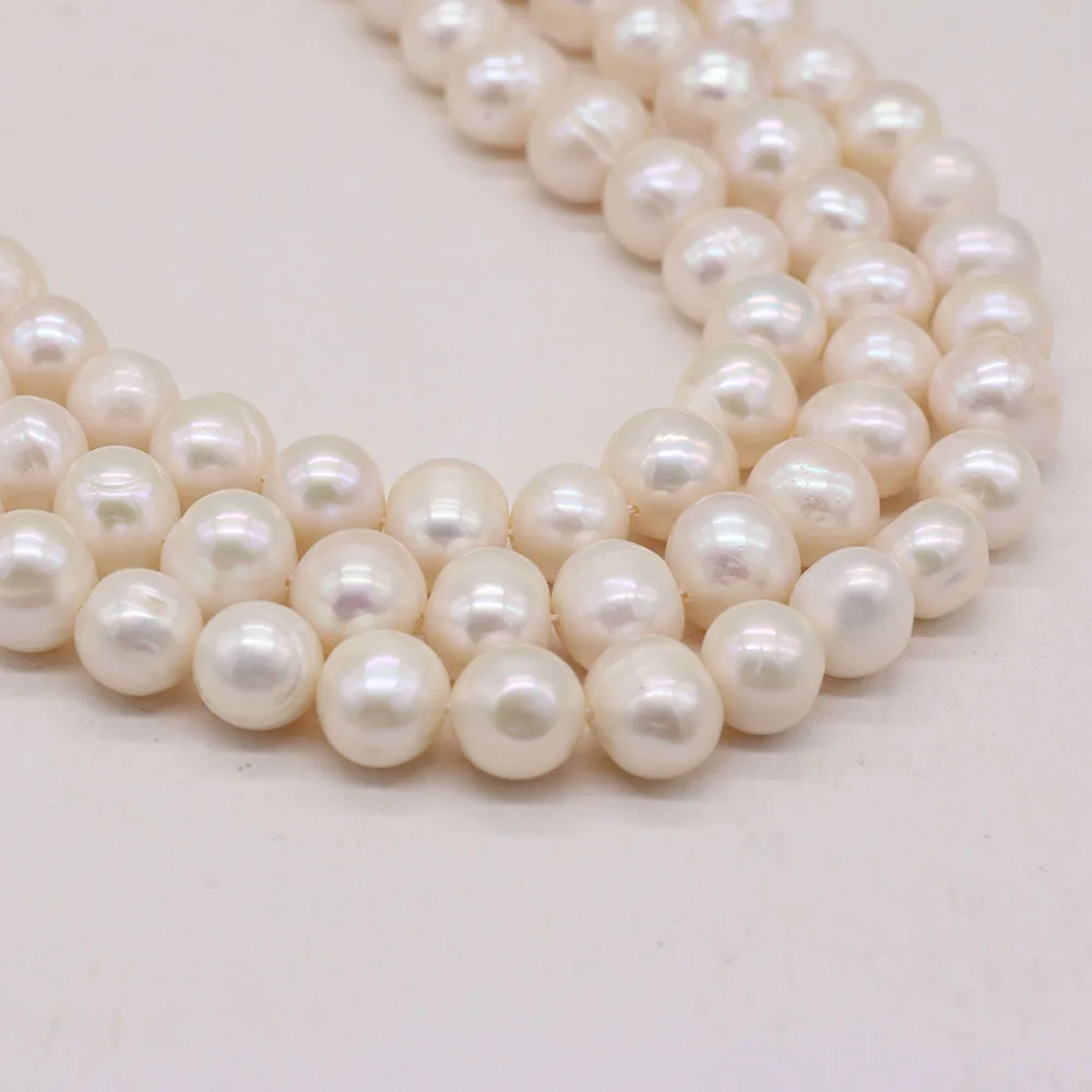 Natural Freshwater Pearl Round Beads White Loose Exquisite Beads For Jewelry Making DIY Charm Bracelet Necklace Accessories 36cm