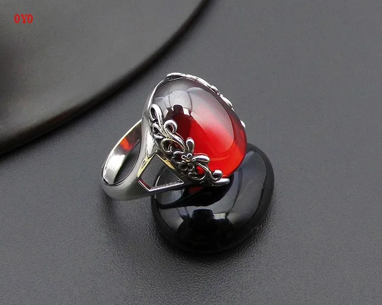 

100%S925 sterling silver middle finger ring Thai silver boutique ring garnet index finger ring