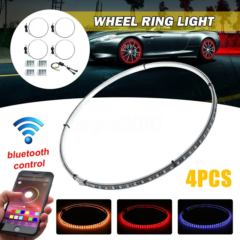 14inch 15.5 inch 17 inch Car wheel marquee RGB tire light steering brake signal light car atmosphere light decorative light