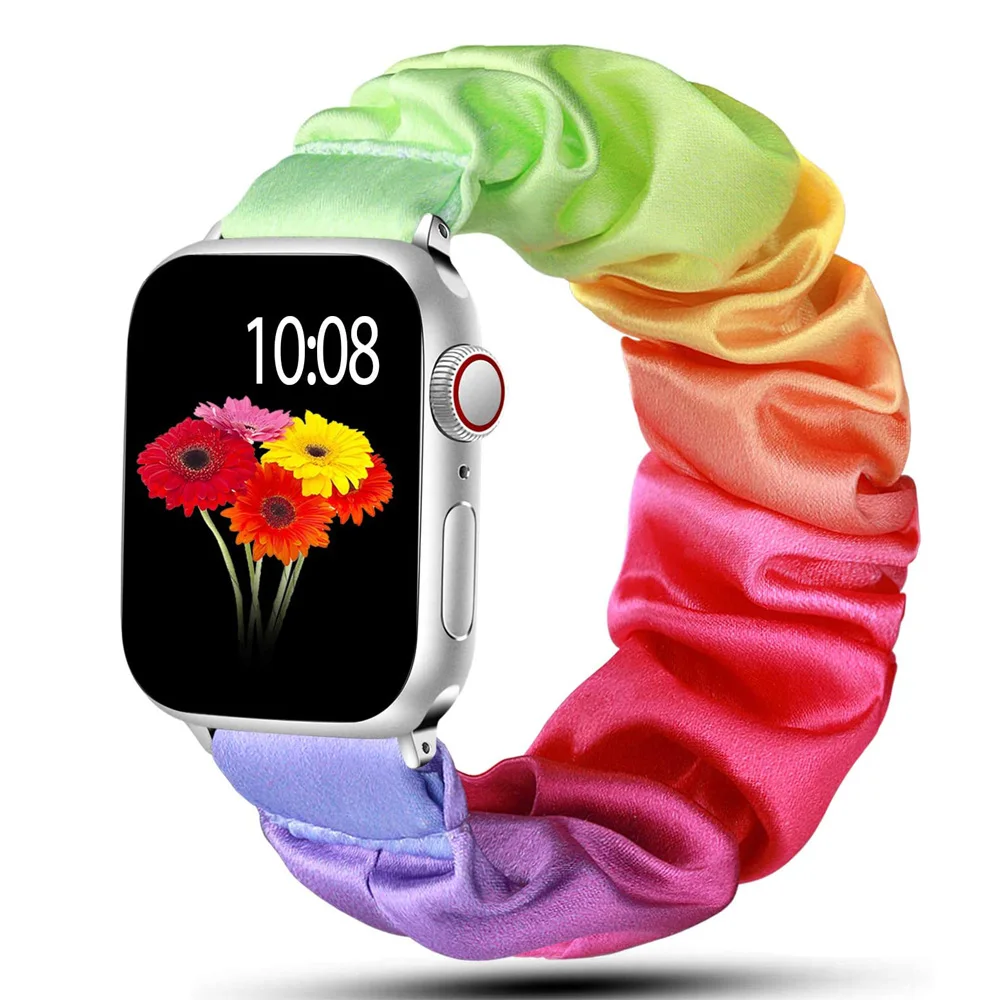 Correa Scrunchie para Apple watch band 40mm 44mm 42mm 38mm 41mm 45mm pulsera de nailon elástico Solo Loop band iWatch 5 4 3 se 6 7