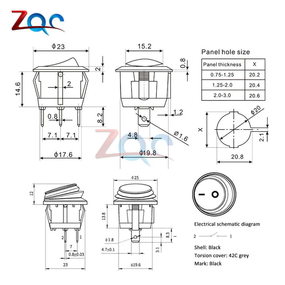 5 pz 20mm On-OFF 6A/250V 3 Pin sigillato impermeabile Auto barca Marine Round Toggle SPST interruttore a bilanciere pulsante con LED KCD1