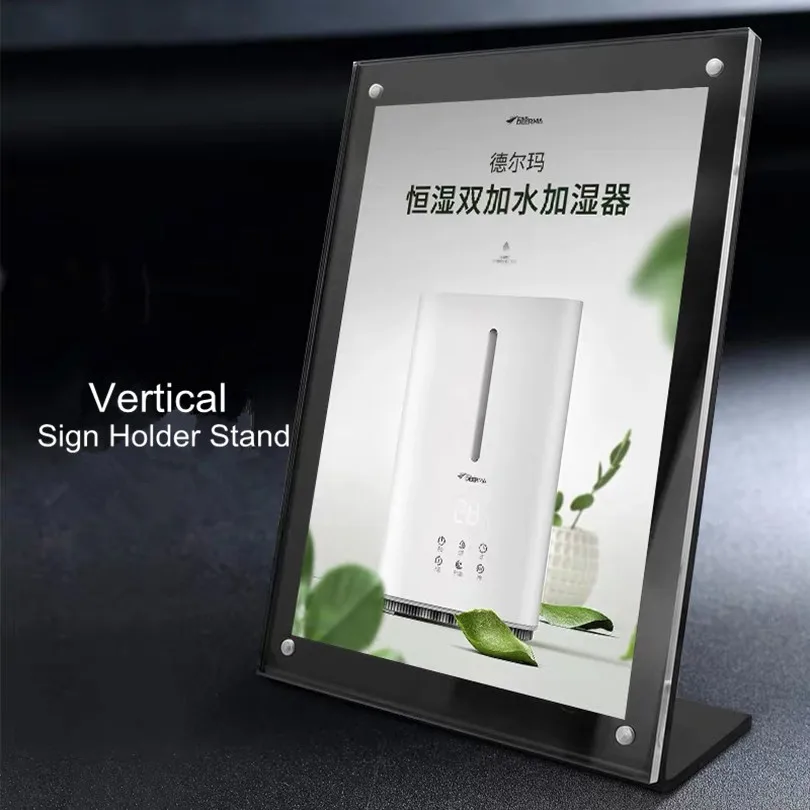 L Shape A4 Magnetic Advertising Sign Card Display Stand Acrylic Table Desk Menu Price Label Holder Stand