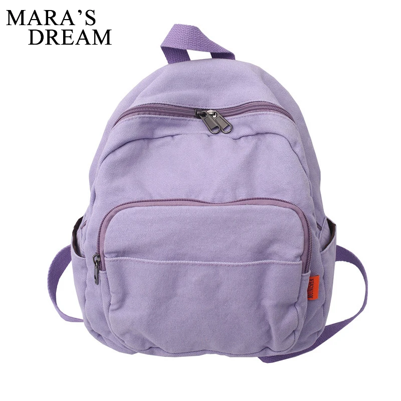 Mara Dream Canvas Women Backpack Vintage Small School Backpacks Women Zipper Travel Bagpack Female Solid Casual Schoolbag Travel