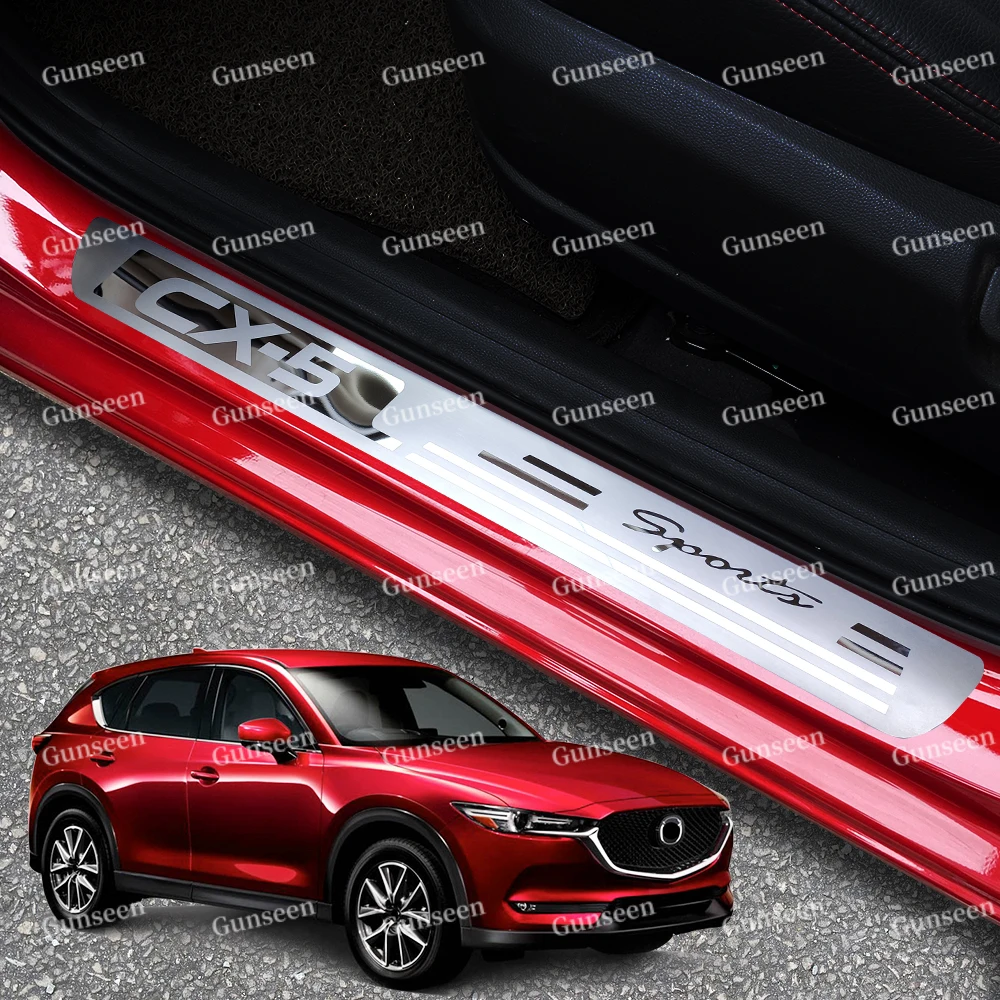 For Mazda Accessories CX5 Auto Door Sill Protector Pedal Cover Trim Scuff Plate Car Styling CX 5 Sticker 2011 2012 2016 2015