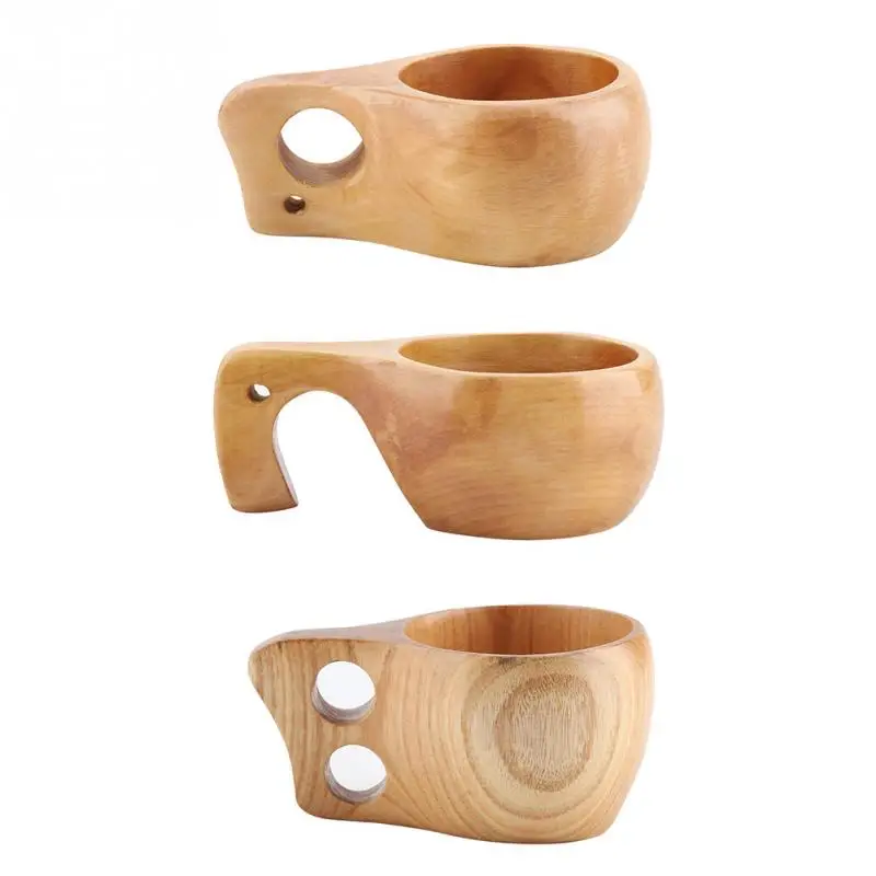 Natural Reusable Wood Water Cup Style Wooden Milk Cup Wooden Breakfast Cup Mugs Beer Milk Mug Coffee Water Bottle Kitchen Tools