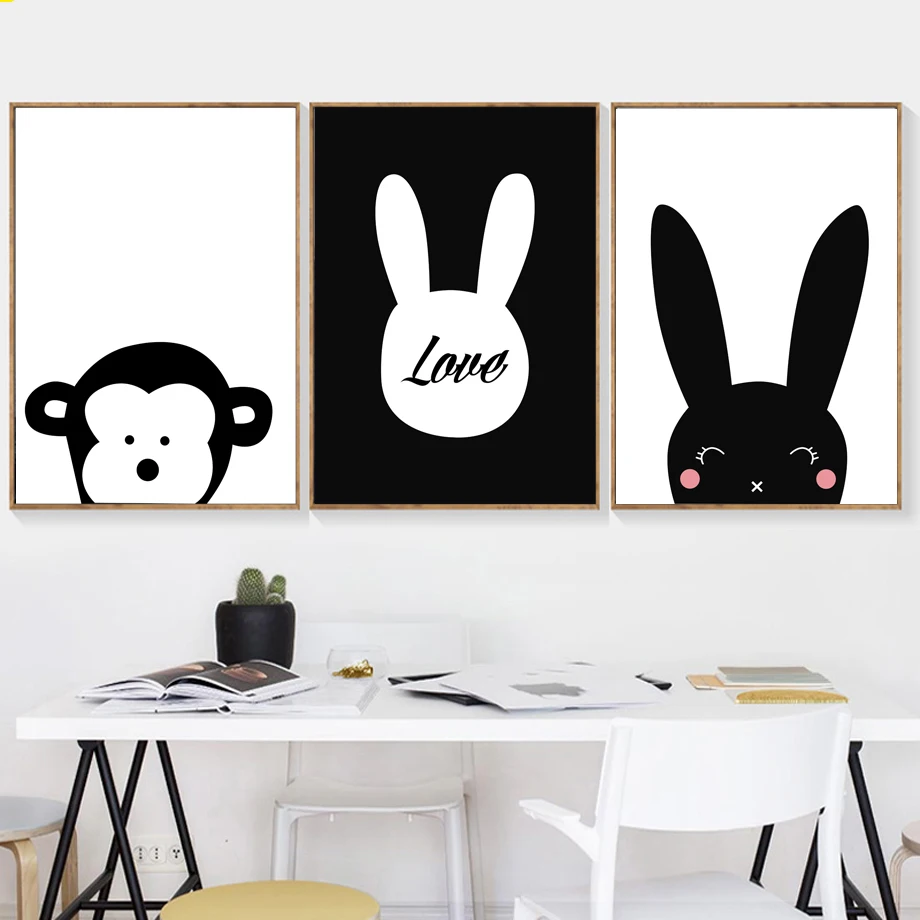 Nordic Moderne HD Gedruckt Wand Kunstwerk Cartoon Tiere Hause Dekoration Leinwand Gemälde Bilder Poster Für Wohnzimmer Modulare