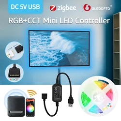 ZIGBEE Led Streifen Controller Mini Dimmer DC5V RGBCCT Farben Streifen Licht USB Controller Hub APP/Alexa Voice Control LED licht