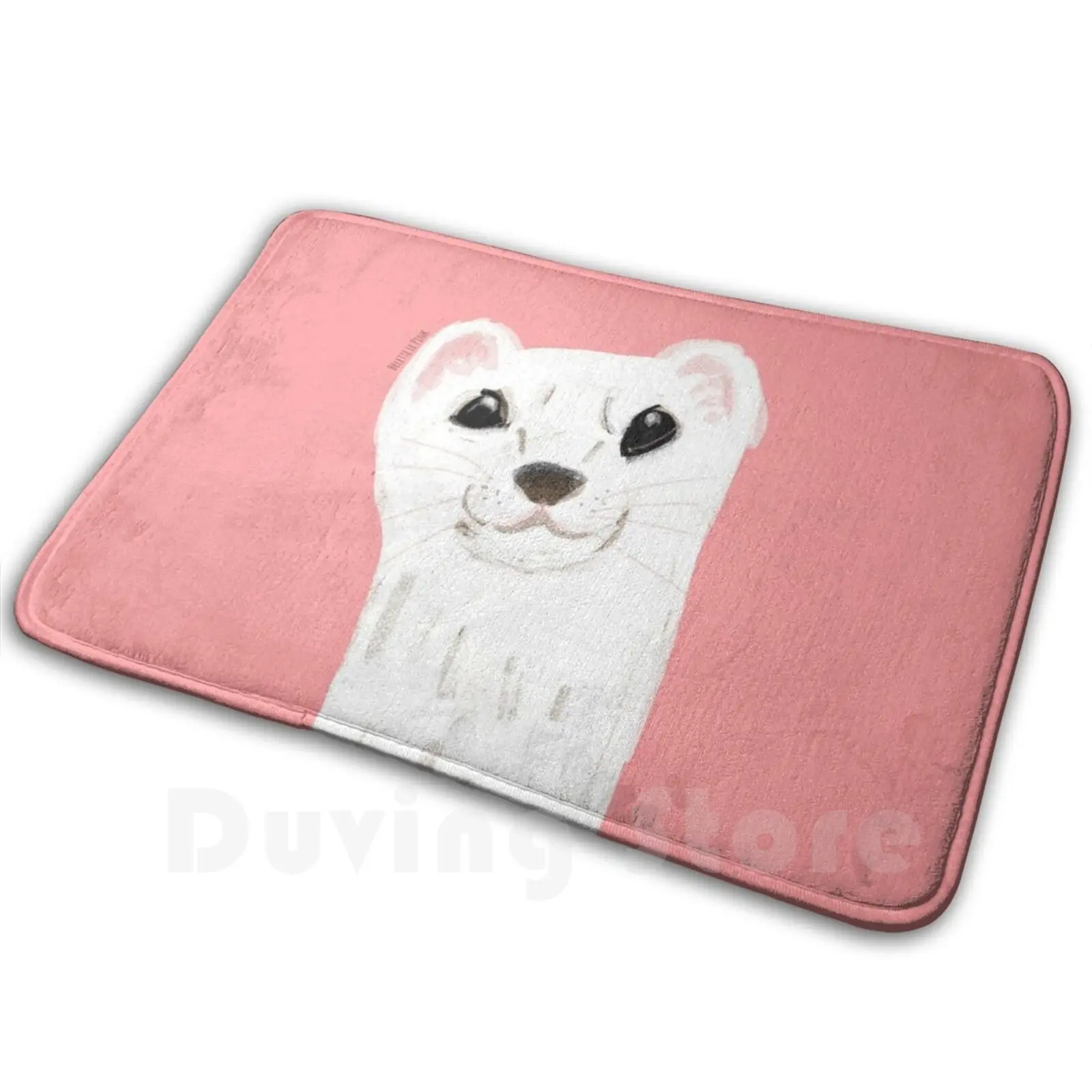 Naughty Stoat (Mustela Erminea) detalle alfombra alfombra cojín suave antideslizante Rosa Belettelepink Stoat Weasel Ermine