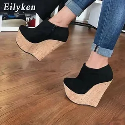 Eilyken 2024 primavera nero Designer Platform zeppe semplicità punta tonda donna décolleté donna Comfort scarpe tacco alto