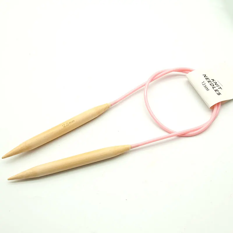 1Pcs 10/12 mm Circular Knitting Needles Set Carbonized Bamboo Circular Sweater needle Weaving Tools Yarn Needle 80cm