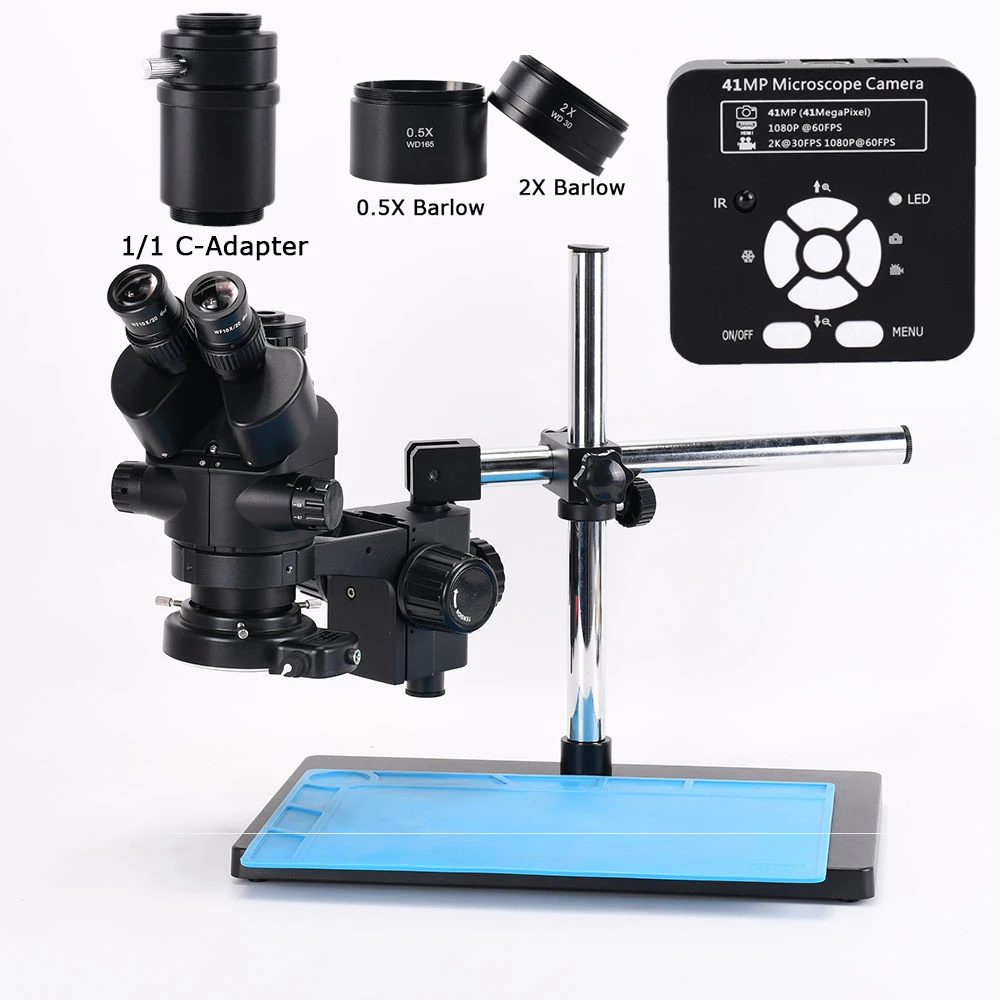 41MP HDMI USB Microscopio Camera 3.5X-90X Simul-Focal Trinocular Stereo Microscope Kit Objective lens For PCB Soldering Repair