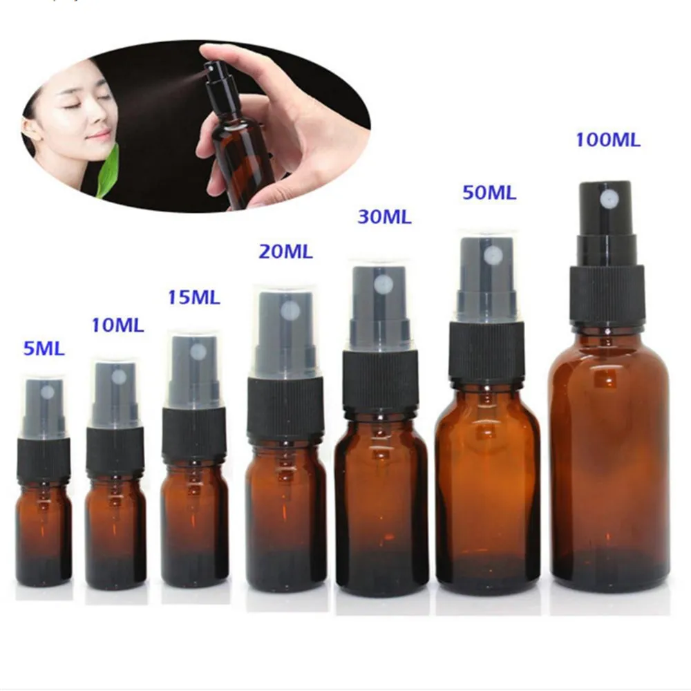 5/10/15/20/30/50 / 100ml Empty Amber Glass Portable Spray Bottle Sprayer Essential Oil Container 5-100ml Mini Spray Bottle