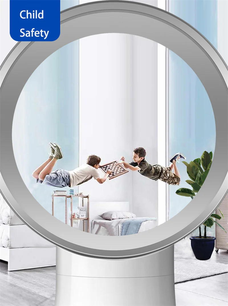 Ventilador elétrico sem lâminas para desktop, temporização silenciosa 8 horas, vertical, casa de trabalho, dormitório, piso de resfriamento de ar, 220v, fs59