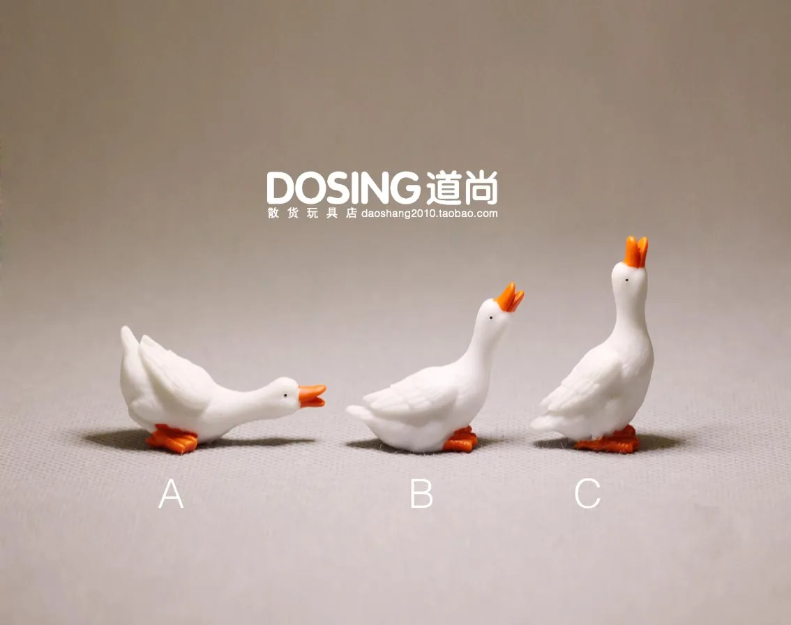 Miniature Simulation Animal Model Cute White Goose Collectible Figurine Little Duck Action Figures Toys Kids Doll Home Decor