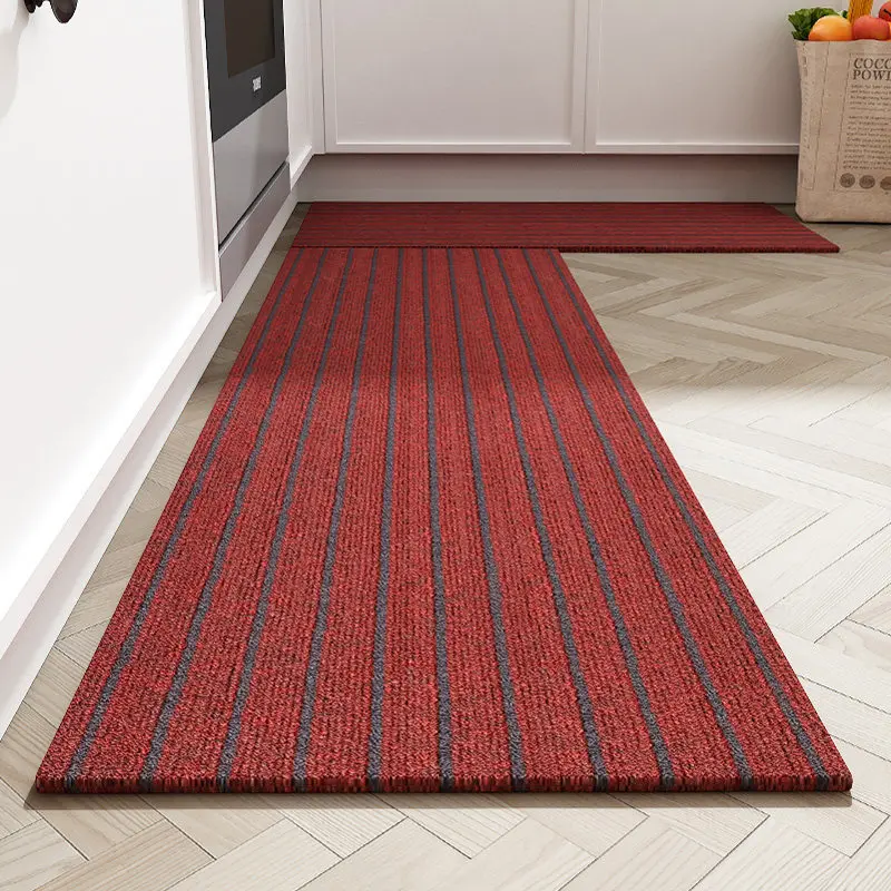 Simple striped blended kitchen floor mats, non-slip, absorbent and oil-proof floor mats