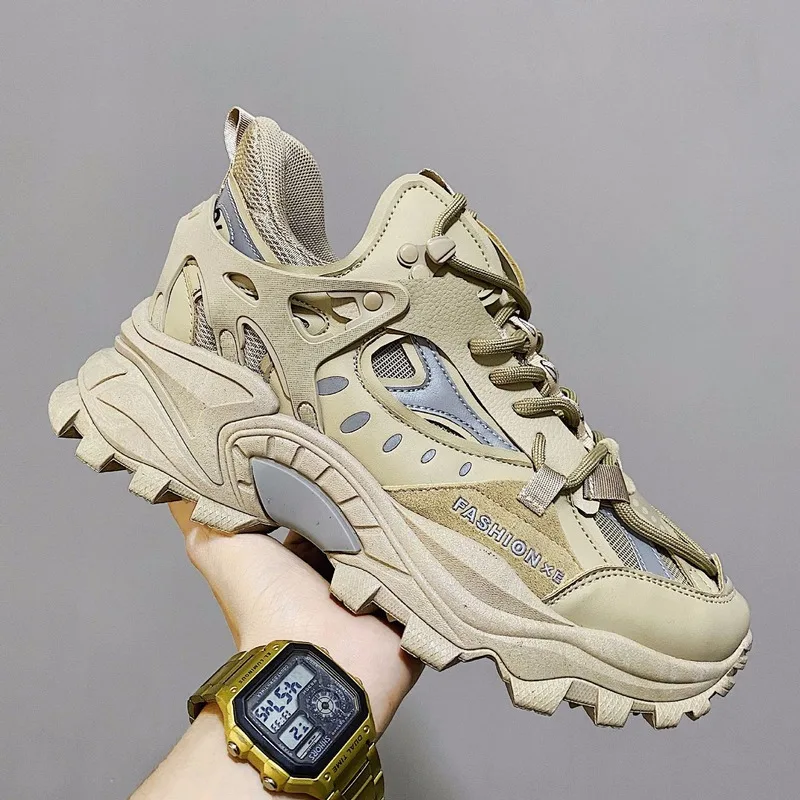 Luxury Vulcanized Men's Sports Shoes Harajuku Shoes Thick Soled Sports Shoes Black Men's Sports Shoes High Fashion New Style