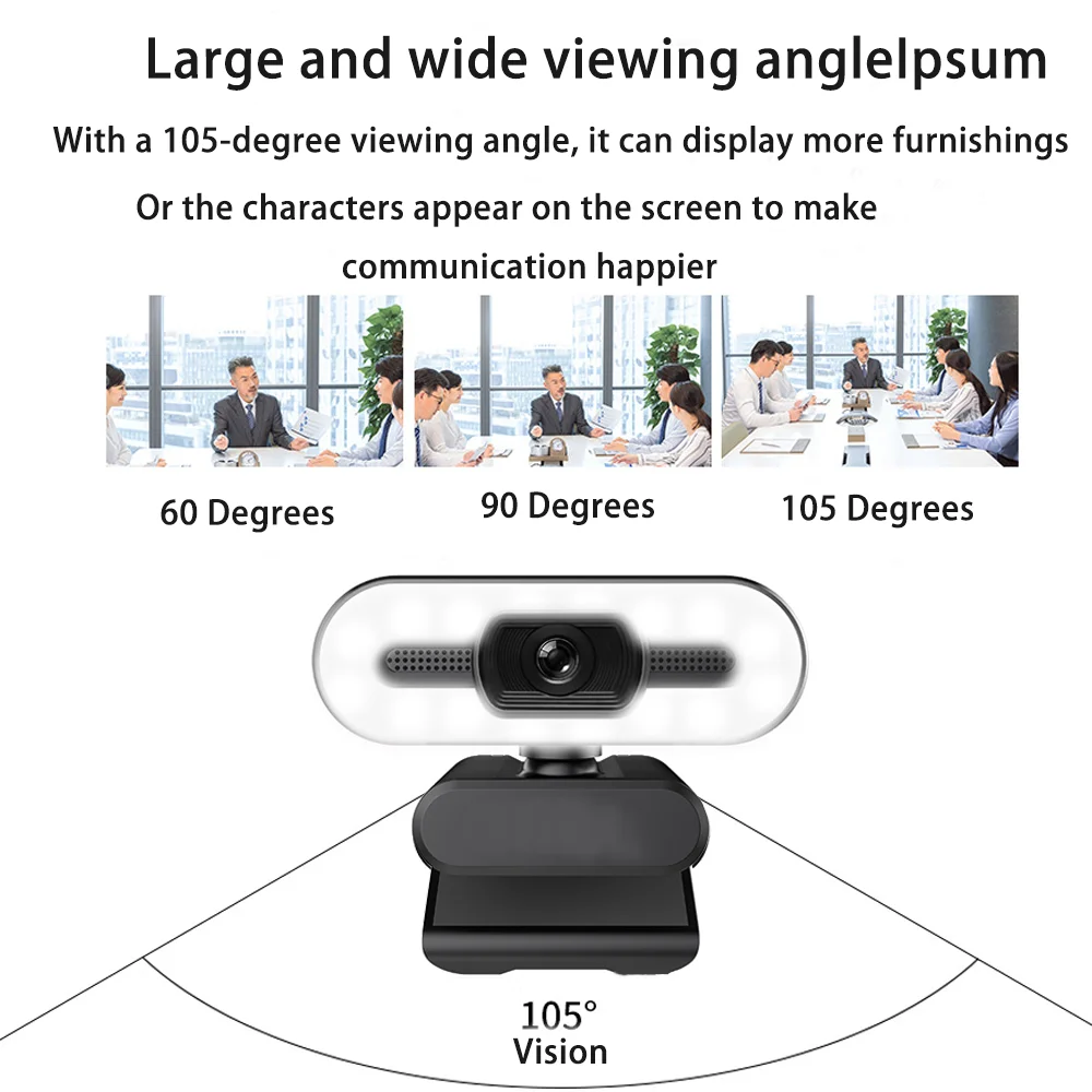 4K Ultra-Clear USB Webcam With Microphone For Desktop PC  Camera Broadcast Video Calling Conference Work Fill Light Web Cam