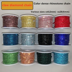Hot Sale Sewing Rhinestone Cup Chain Ss6-Ss28 Glitter Crystal Silver Claw Gule On Diamond Trims Diy Clothes Dress Accessories