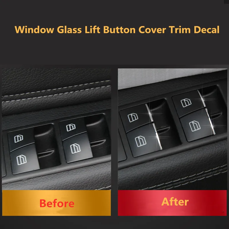 ABS Car Window Glass Lifting Buttons Sequins Decals 7pcs For Mercedes Benz W176 W246 W205 W204 W212 W213 C117 X156
