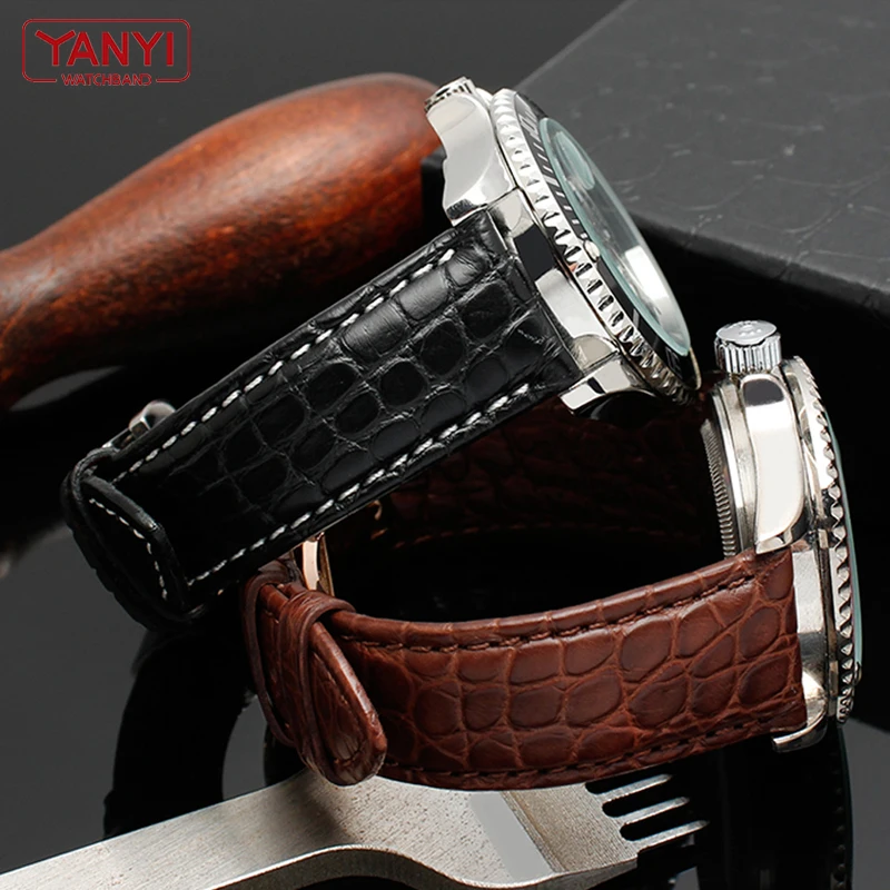 Alligator Leather Watchband 18mm 20mm 21 22mm Genuine leather bracelet high-grade watch band handmade strap watches accessories