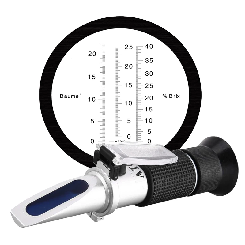 3 In 1 Grape & Alcohol Refractometer RHW-25VATC 0-25%Vol 0-40%Brix 0-22Baume Wine Refractometer Alcohol Meter for moonshine